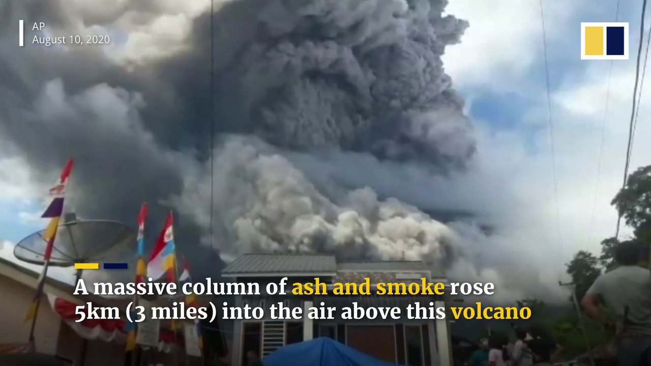 Indonesias Sinabung volcano erupts dumping ash on surrounding villages hd