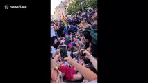 Moment police arrest peaceful LGBT activists in Warsaw