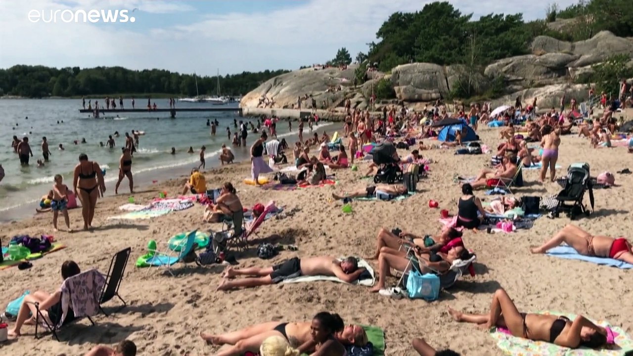 Dicht an dicht am Strand von Göteborg