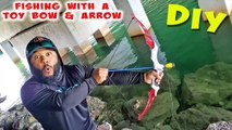 DIY Toy BOW and ARROW Fishing Challenge!