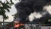 Cosmetics factory engulfed in flames