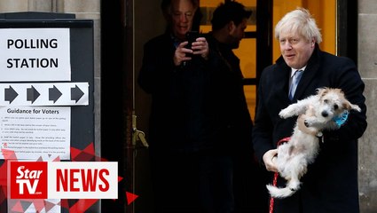 UK PM Johnson brings four-legged friend to cast vote