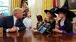Trump gives Halloween welcome to children of White House reporters