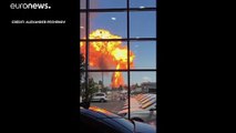 شاهد.. حريق ضخم في محطة وقود بروسيا وإصابة 13 شخصاً