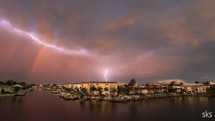 Lightning Bolts and Rainclouds Seen in the Sky During Storm in Florida