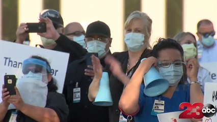 First responders take to the streets to thank frontline workers