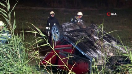 Kaza sonrası alev topuna dönen otomobilde sürücü yanarak hayatını kaybetti