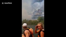Grizzly Creek Fire seen up close and personal on river boats