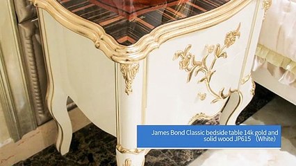 James Bond Classic bedside table 14k gold and solid wood JP615 （White）