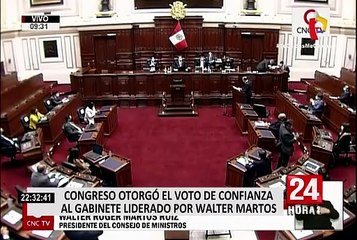 Congreso otorgó voto de confianza al gabinete encabezado por Walter Martos