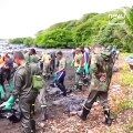 Volunteers donate hair, help build floating booms with waste to battle Mauritius oil spill.