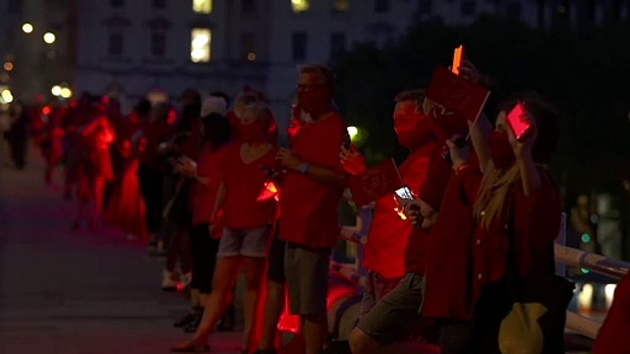 London lit red to mark Red Alert for arts events