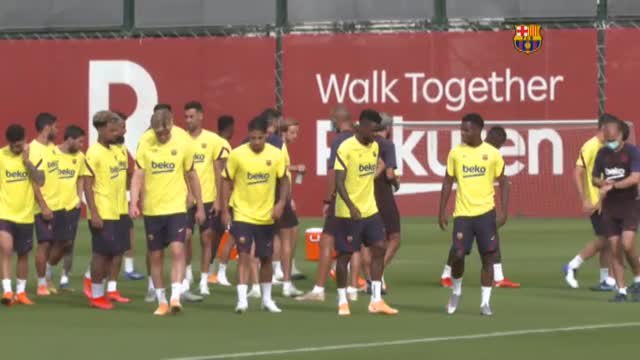 El Barça entrena por última vez antes de viajar a Lisboa