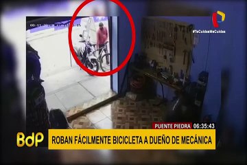 Puente Piedra: cámara de seguridad registra robo de bicicleta de un taller
