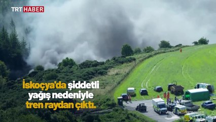 İskoçya’da tren raydan çıktı: Gökyüzünü duman kapladı