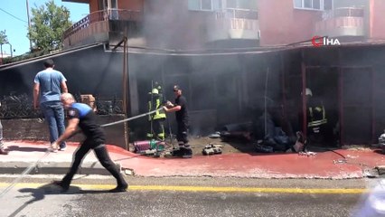 Ayvacık'ta iş yeri deposunda yangın