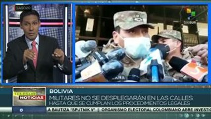 Bolivia: militares no se desplegarán en calles sin decreto legal