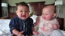 Cute babies talking with each other 