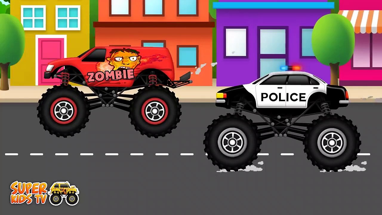 Police Monster Truck Car Wash Videos And Vehicles Formation For