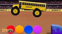 Monster Truck School Buses Teaching Shapes & Crushing Shapes - Learning Basic Shapes Video for Kids