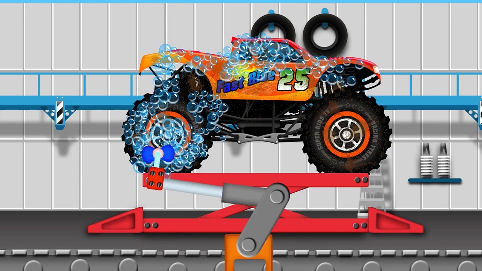 Monster Truck Car Wash - Car Wash For Kids and Toddlers - video