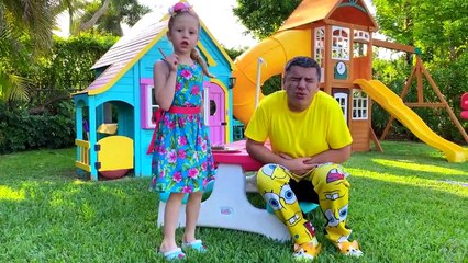 Nastya and dad - jokes with sweets