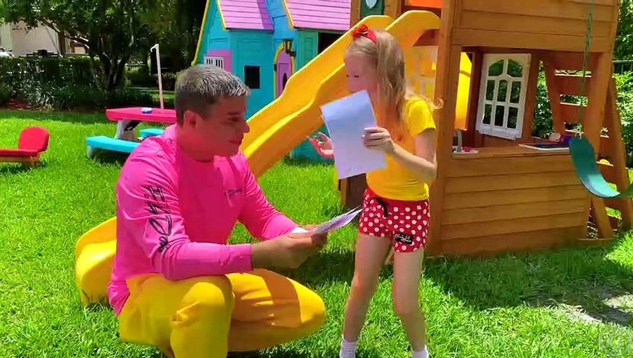 Nastya and dad make dresses for the party themselves