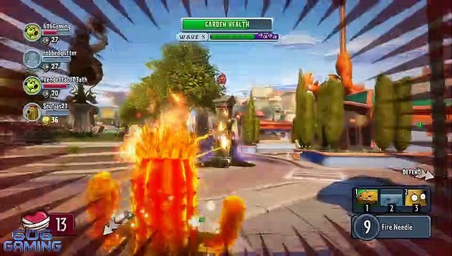 Plants Vs Zombies Garden Warfare FIRE CACTUS Hard Mode Garden Ops Map Chomptown