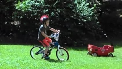 Kid Crashes Into Bird Feeder While Learning How to Ride Bike