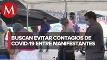 Aplican pruebas de covid 19 a los manifestantes en Zócalo