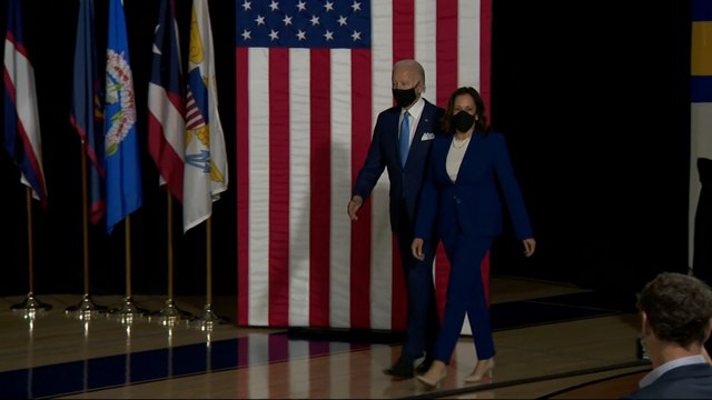 Joe Biden and Kamala Harris take stage on US presidential campaign as Trump lashes out