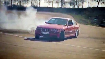 2020 professional racer training car drift on the track slow motion