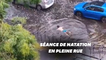 Ce nageur improvise une brasse en plein Paris après l'orage