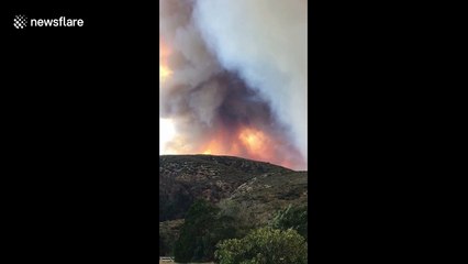 Family flees blaze near their home as California wildfire rages