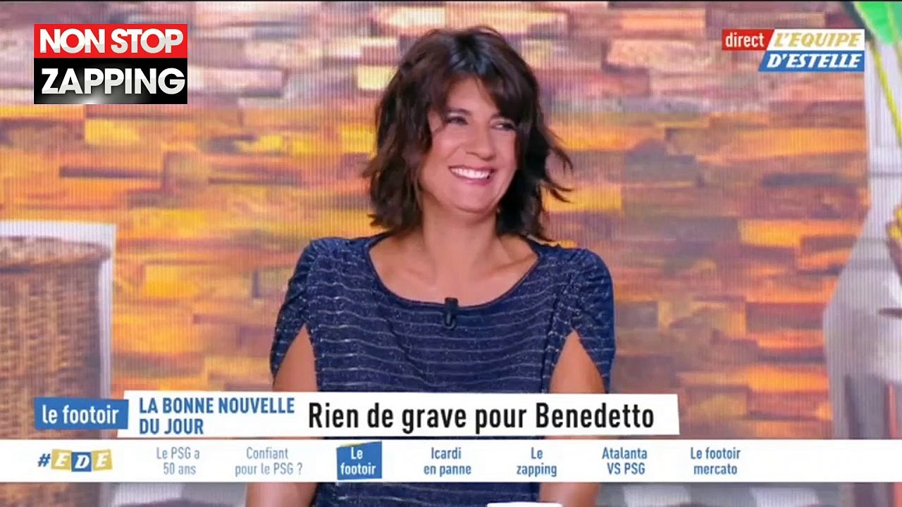 Estelle Denis prise d'un fou rire sur le plateau de L'Equipe TV (Vidéo)
