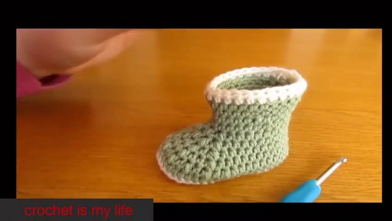 How to crochet cuffed baby booties for beginners - beginners baby shoes