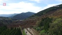 Japan drone footage showing landslides and seismic faults after powerful quakes