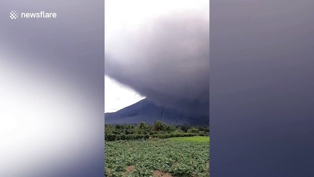 Mount Sinabung volcano causes large ash clouds in Indonesia