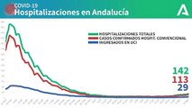 Gráfico con la evolución de los ingresos hospitalarios por coronavirus en Andalucía. COVIDー19