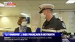 Florence Parly s'entretient avec des hommes de la Marine nationale à bord du porte-hélicoptère 