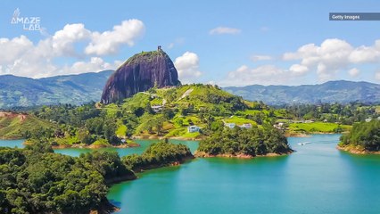Massive Rock with Staircase Provides Amazing View of Colombia