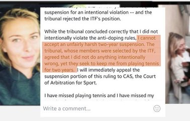 Sharapova to appeal two-year ban from tennis