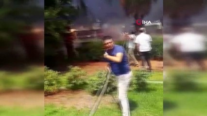 Antalya'da kullanılmayan iş yerindeki yangın korkuttu
