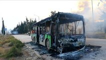 Buses set ablaze on way to evacuate Syrian villages