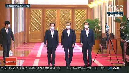 문대통령 지지도 40% 아래로…취임 후 최저치