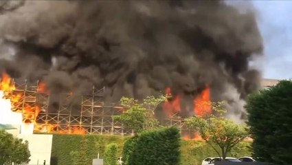 Large fire erupts at storage building in Tokyo