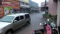 Heavy rain causes flash floods on roads in northeastern Thailand