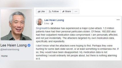 Cyberattack on Singapore health database steals details of 1.5mil, including PM