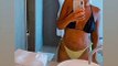 Amel Bent se dévoile en bikini dans sa salle de bain, lors de ses vacances à Palavas-les-flots, le 12 août 2020.