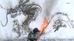 Chinese artist creates wall paintings using burning charcoal